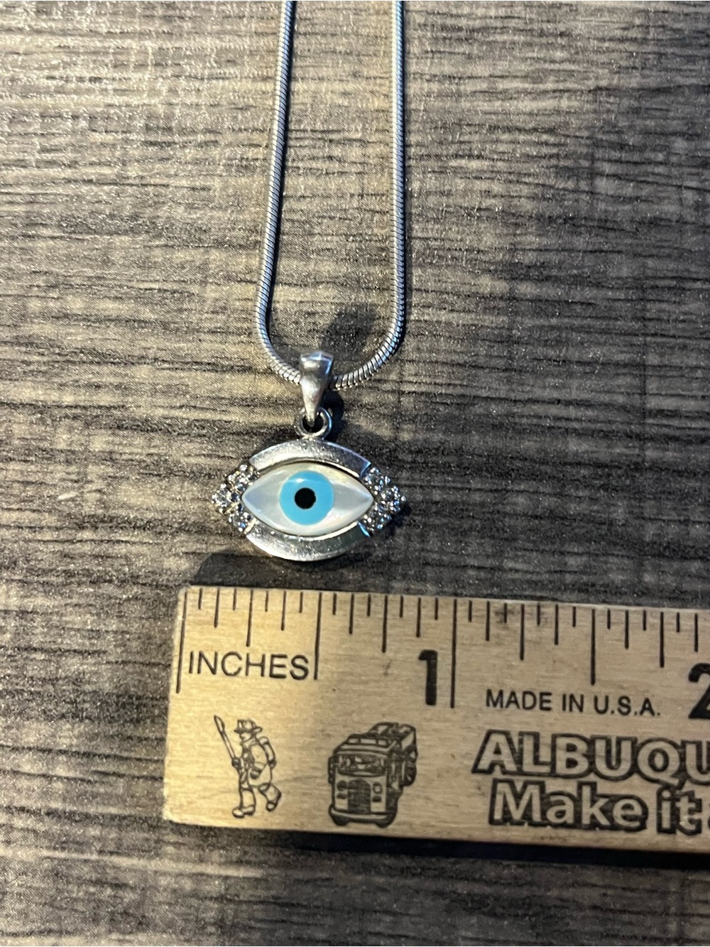 Sterling Silver Evil Eye Pendant Necklace with Blue Enamel